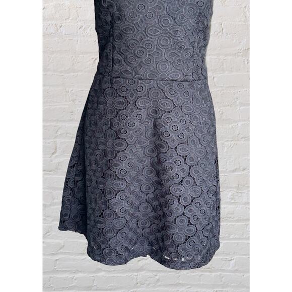 NWT Hollister Black Lace Crochet Mini Skater Dress Sz M Cute Goth Summer Boho - Picture 4 of 8